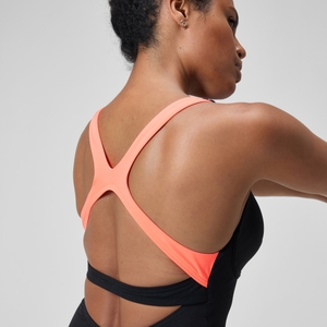 Maillot de bain à bande flexible avec soutien-gorge intégré pour Femmes Noir/Rouge sirène