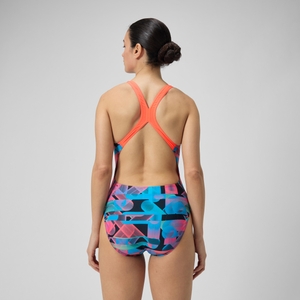 Maillot de bain Femmes Allover Digital Powerback pour Femmes Rouge sirène/Bleu picton