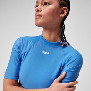 T-shirt rashguard à manches courtes pour Femmes Bleu de Sèvres