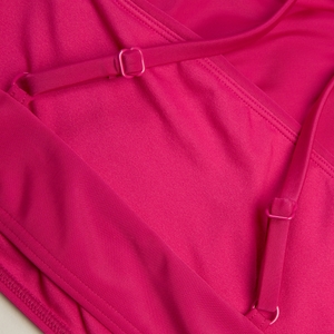 Maillot de bain 2 pièces uni à fines bretelles réglables pour Femmes Magenta Brume