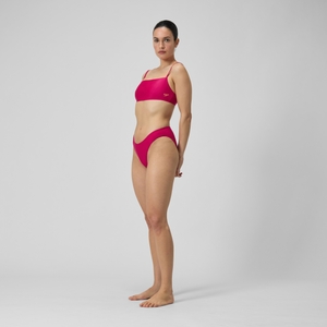 Maillot de bain 2 pièces uni à fines bretelles réglables pour Femmes Magenta Brume