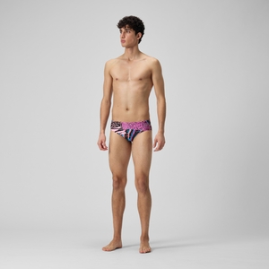 Slip de bain Hommes 8 cm Allover Digital pour Hommes Noir/Vert matcha/Rouge sirène