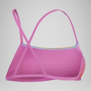Damen Kurztop mit überkreuztem Rücken und digitalem Allover-Print Pink/Gelb
