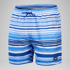 Herren Freizeit-Badeshorts mit Print, 16 Zoll Blau
