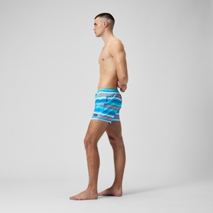Herren Freizeit-Badeshorts mit Print, 14 Zoll Blau