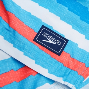 Herren Freizeit-Badeshorts mit Print, 14 Zoll Blau