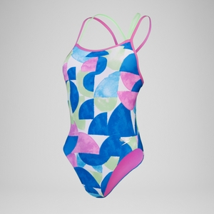 Damen Starback Badeanzug mit digitalem Allover-Print Grün/Pink