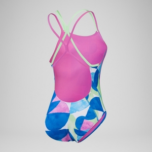 Damen Starback Badeanzug mit digitalem Allover-Print Grün/Pink