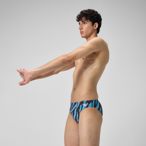 Slip de bain Hommes 5 cm Allover Digital pour Hommes Noir/Bleu picton/Rouge sirène