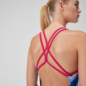 Maillot de bain Femmes avec dos en étoile Allover Digital pour Femmes Magenta brume