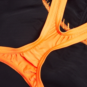 Girls' Medley Logo Swimsuit Black/Orange