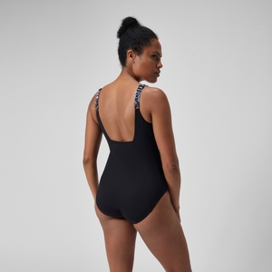 Maillot de bain gainant Femmes à imprimé Contour Eclipse pour Femmes Noir/Gris oxydé/Blanc