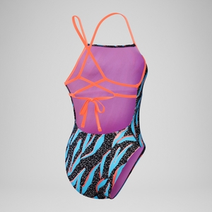 Women's Club Training Allover Lattice Tie Back Swimsuit Blue/Blue