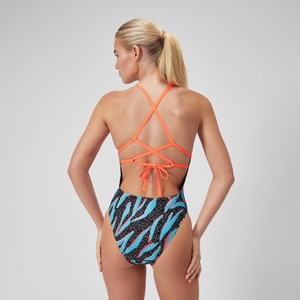 Women's Club Training Allover Lattice Tie Back Swimsuit Blue/Blue