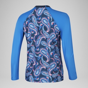 Women's Printed Long Sleeve Swim Tee Navy/Blue