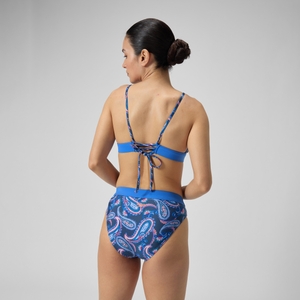 Damen Triangel-Bikini mit Schnürung und Print Blau/Marineblau