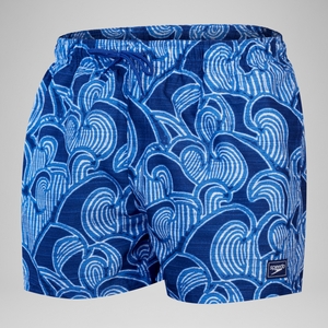 Herren Freizeit-Badeshorts mit Digital-Print, 14 Zoll Blau