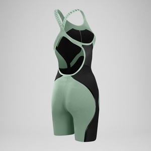 Damen Fastskin LZR Pure Intent 2.0 Kneeskin mit offenem Rücken Grün/Schwarz