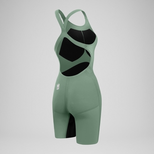 Damen Fastskin LZR Pure Valor 2.0 Kneeskin mit offenem Rücken Grün/Schwarz