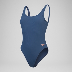 Maillot de bain à dos en U plongeant texturé pour Femmes Bleu épicéa