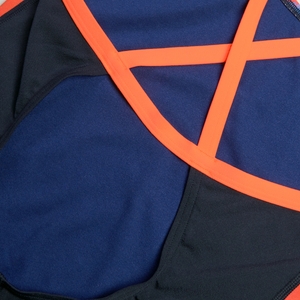 Maillot de bain Femmes Allover avec bretelles croisées dans le dos pour Femmes Bleu Marine/Rouge