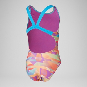 Maillot de bain Fille Digital Allover Leaderback pour Filles Rose/Bleu