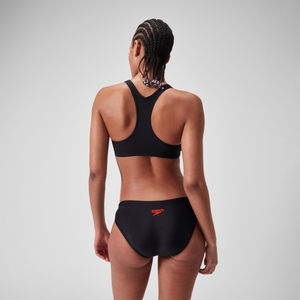 Damen Bikini mit Passe in Farbblock-Optik Schwarz/Rot