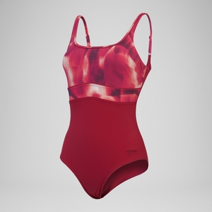 Damen ContourEclipse Shaping-Badeanzug mit Print Lila/Rot