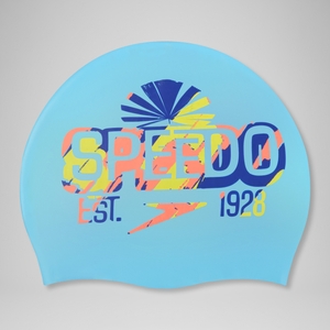 Bonnet de bain enfant réversible à message Bleu picton/Jus de citron/Rouge sirène - One Size