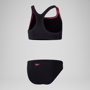 Mädchen Medley Bikini mit Logo Schwarz/Pink