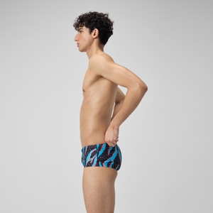 Herren Club Training Badehose mit Allover-Print, 13,5 cm Schwarz/Blau