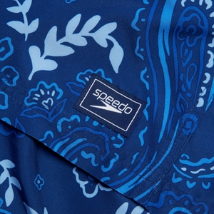Herren Freizeit-Badeshorts mit Print, 16 Zoll Blau