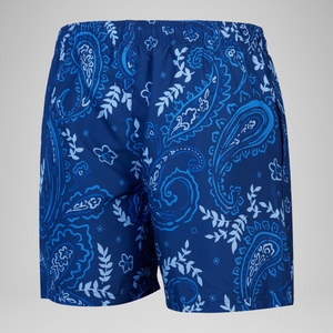 Herren Freizeit-Badeshorts mit Print, 16 Zoll Blau