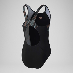 Girls' HyperBoom Splice Muscleback Swimsuit Black/Green