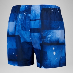 Herren Freizeit-Badeshorts mit Digital-Print, 14 Zoll Blau