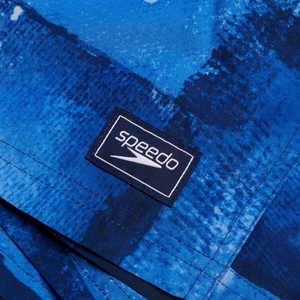 Herren Freizeit-Badeshorts mit Digital-Print, 14 Zoll Blau