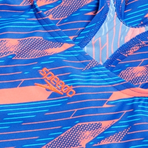 Mädchen HyperBoom Medalist Badeanzug mit Allover-Print Rot/Blau