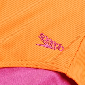 Girls' Textured Swimsuit Orange