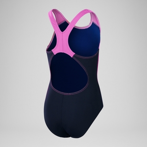 Maillot de bain Digital Placement Splashback pour fille Bleu Marine/Rose