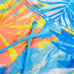 Herren Freizeit-Badeshorts mit Print, 14 Zoll Blau/Gelb