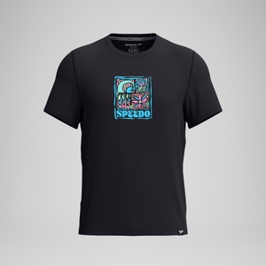 Kurzärmeliges Badeshirt mit Grafik Schwarz