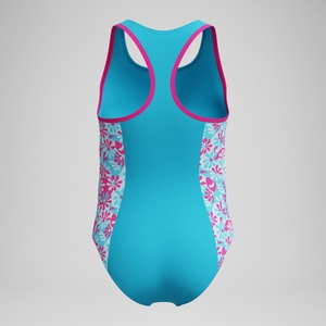 Girl's Print Spliced Racerback One Piece Pink