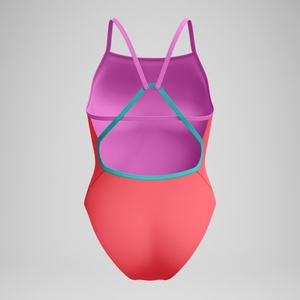 Women's Solid Tri Back One Piece Orange