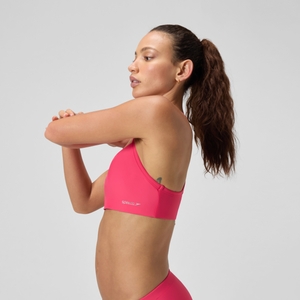 Einfarbiges Racerback-Bikinioberteil Rosa für Damen