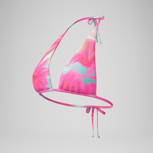FLU3NTE Bedrucktes Convertible-Bikinioberteil Pink/Koralle für Damen