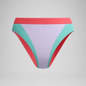 Women's FLU3NTE Colourblock Hi Waist Bikini Bottom Lilac/Green