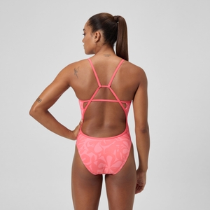 Women's Printed Tri Back One Piece Orange
