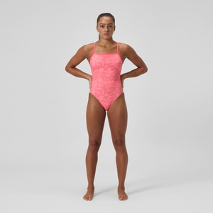 Women's Printed Tri Back One Piece Orange