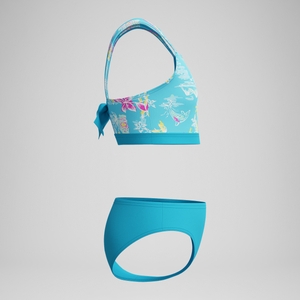 Girls Print Tie Back Bikini Blue