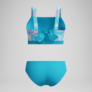 Girls Print Tie Back Bikini Blue